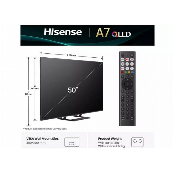 Hisense 50 INCH A7QTUK QLED Smart AI TV