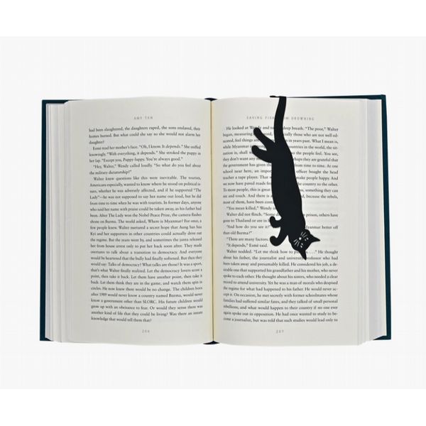 Peter Pauper Curious Cat 'Hanging' Metal Bookmark