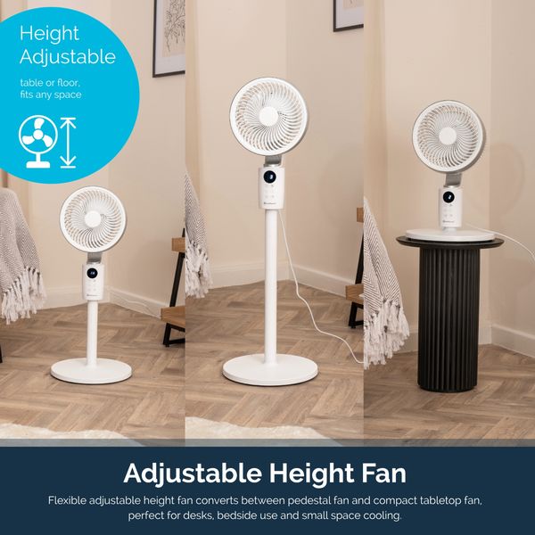 Rediffusion Air360 Oscillating Adjustable Height Pedestal Fan - 360° Oscillation