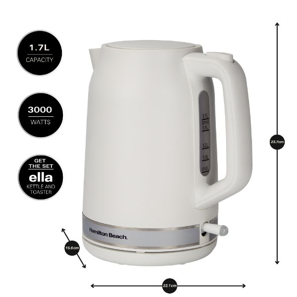 Hamilton Beach Ella Kitchen Bundle White - Kettle,  2 Slice Toaster & Microwave