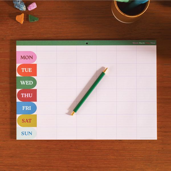 A4 Weekly / Monthly Planner Pad | Work Hard, Play Nice