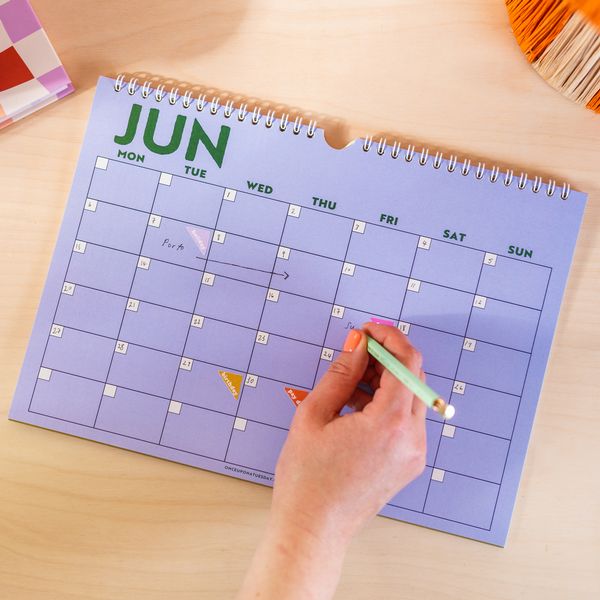 A4 Undated Monthly Calendar | Colourburst | Start any month