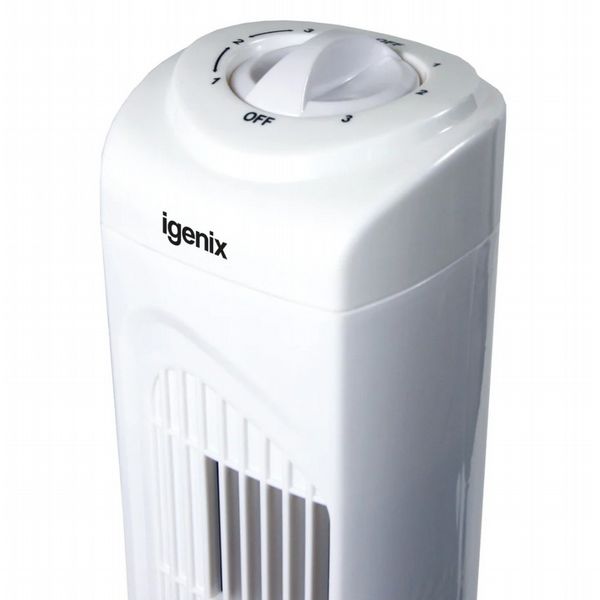 Igenix Tower Fan, Oscillating, 29 Inch, 3 Speeds, White