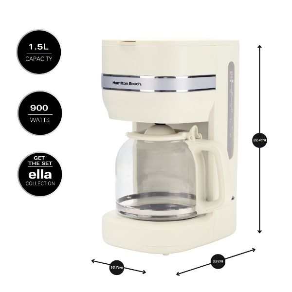 Hamilton Beach Ella Kitchen Bundle Latte - Kettle,  2 Slice Toaster, Microwave & Filter Coffee Machine