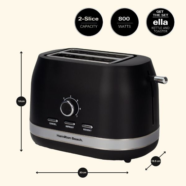 Hamilton Beach Ella Kitchen Bundle Black - Kettle,  2 Slice Toaster & Microwave