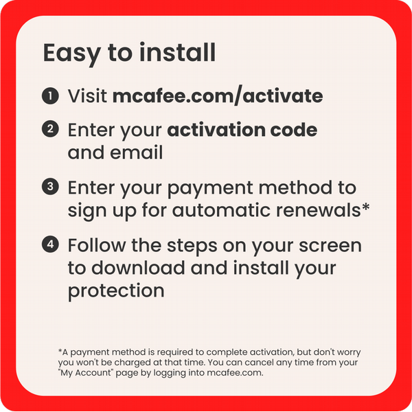 McAfee Total Protection  5 Device,  1 Year - Automatic Renewal - Digital Download