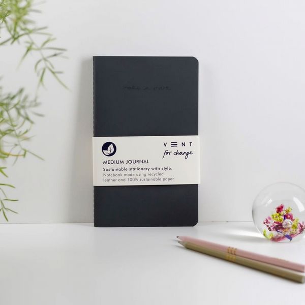 Make a Mark Medium Recycled Leather Journal - Charcoal