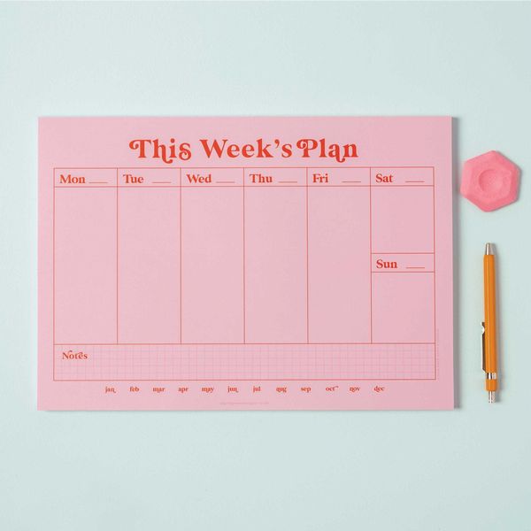 A4 Weekly Planner Pad | Pink & Red