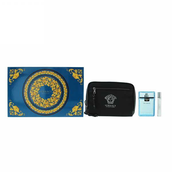  Versace Man Eau Fraiche 3 Piece Gift Set: Eau de Toilette 100ml - Eau de Toilette...