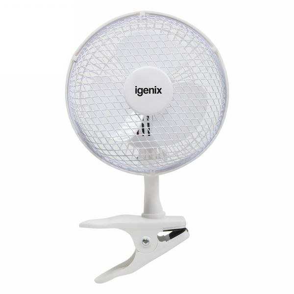 Igenix Clip On Desk Fan, 2 Speeds, 6 Inch, White