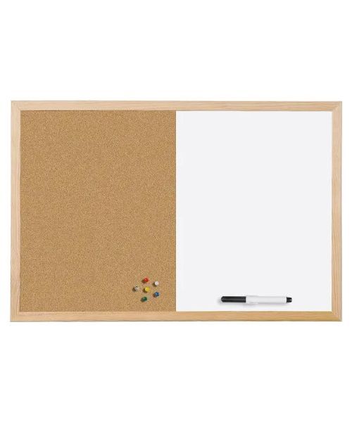 Bi-Office Wood Frame 600x400mm Cork/Drywipe Board MX03001010