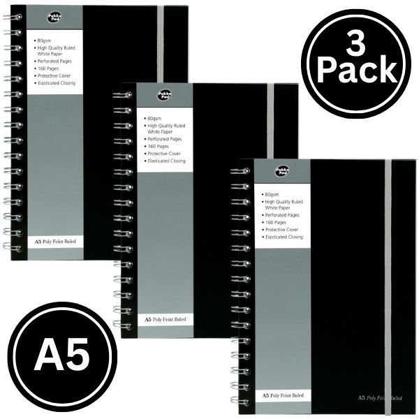 Pukka A5 Poly Jotta Notebook Black [Pp00719] - Pack of 3