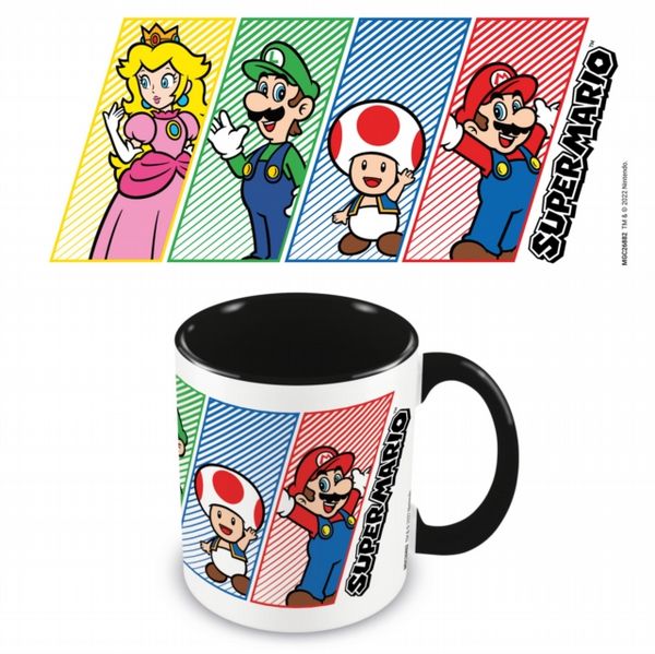 Super Mario (4 Colour) Black 11oz/315ml Coloured Inner Mug