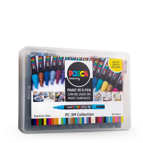 Uni: Posca Marker: PC-3M: Fine Bullet Tip: 0.9 - 1.3mm: Assorted Colours Set of 40